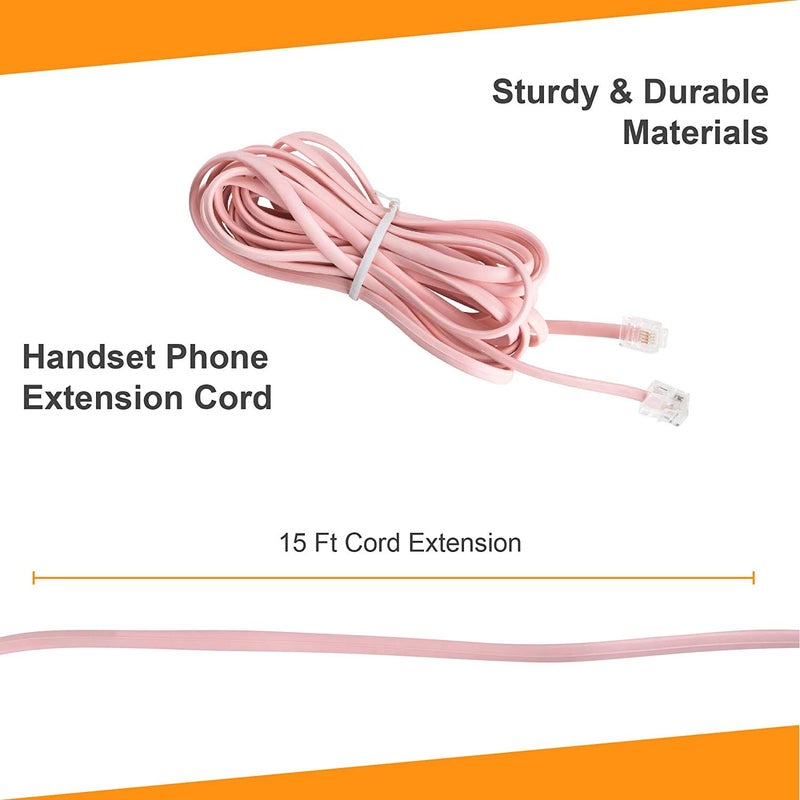 iSoHo Phones Telephone Cords for Landline Phones - Phone Cords for Landline Phones to Wall Jack - Superb Sound Quality - Sturdy Materials - Ladies Pink -Compatible with RJ11 Phone Jack (15ft Phone Cord) - Image 5